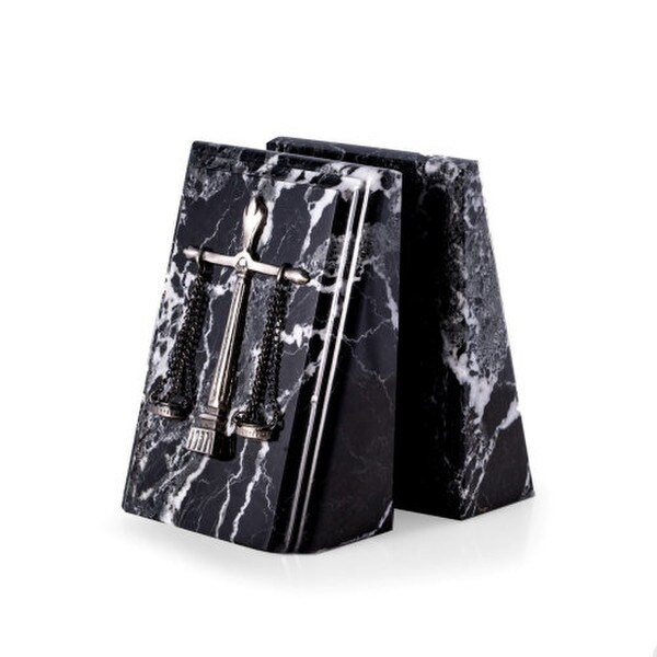 Sculptural Law Legal Scales Bookends Black Marble Statue High end